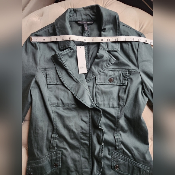 White House Black Market Hunter Green Cotton Jacket sz 4 NWT - Picture 7 of 11